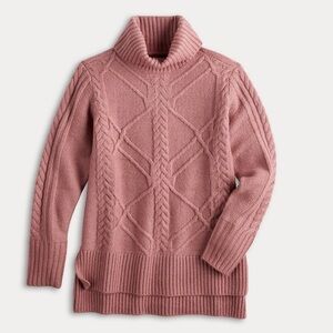 Simply Vera Vera Wang pink‎ Mauve Cable Knit Pullover Sweater Sz XXL